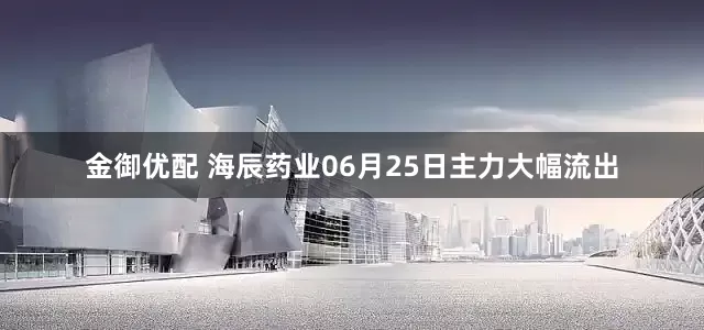 金御优配 海辰药业06月25日主力大幅流出